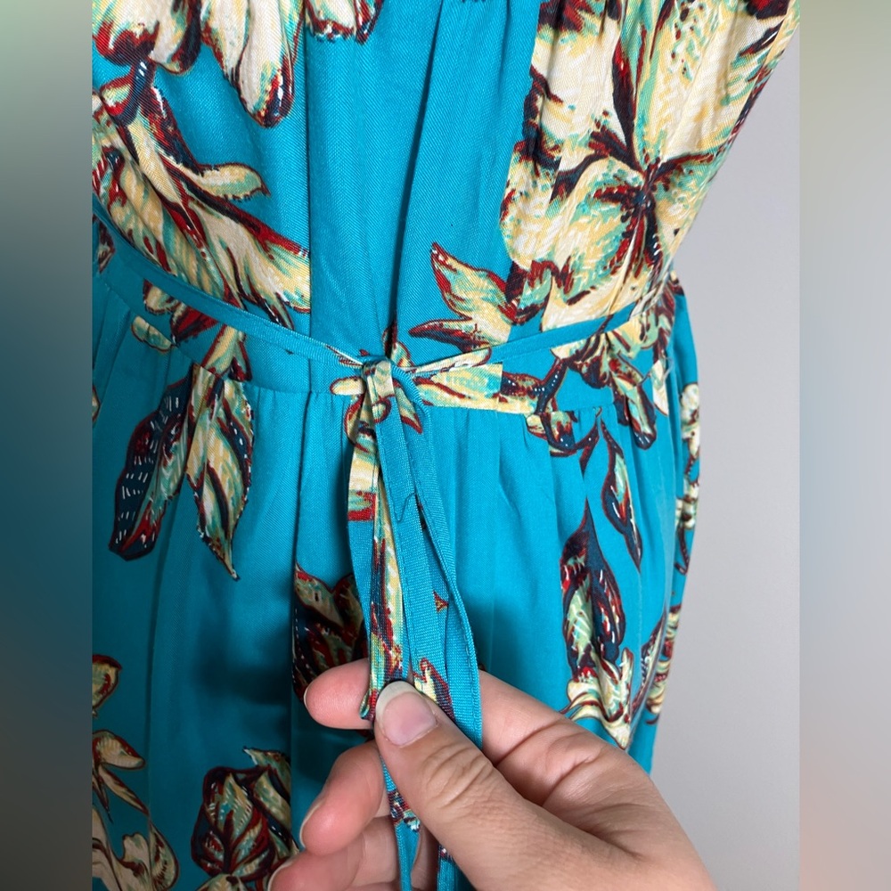 Band Of The Free Sun Dress S Turquoise Cream Paisley Tiered Coastal Cowgirl - Picture 3 of 9